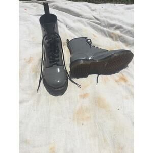 Dr. Martens Combat Mid Calf Boots Ladies 9 Doc Grunge Punk Rock Iridescent Grey